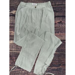 Do+Be Sage Green High Waisted Pleated Paperbag Pants Career Office Cinched Leg M